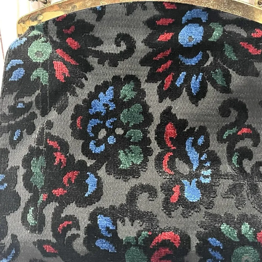 Vintage 1960’s Kadin Velvet Brocade Handbag Gold Tone Hardware